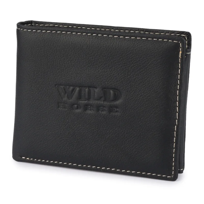 Pánska kožená peňaženka WILD HORSE 02B BLACK2/WHITE