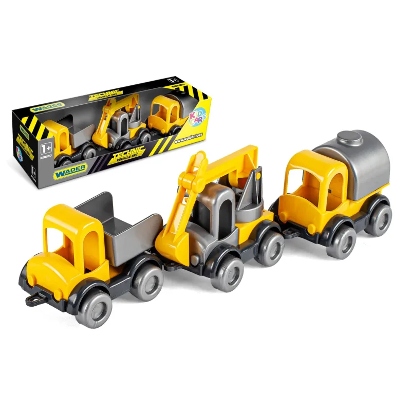 WADER Auto stavebné Kid Cars 3ks plast 10cm v krabičke 30x8x10cm 12m+ Wader