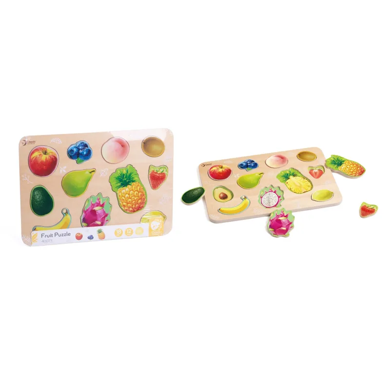 Teddies Puzzle/Vkladačka doskové ovocie drevo vo fólii 30x21cm 18m+