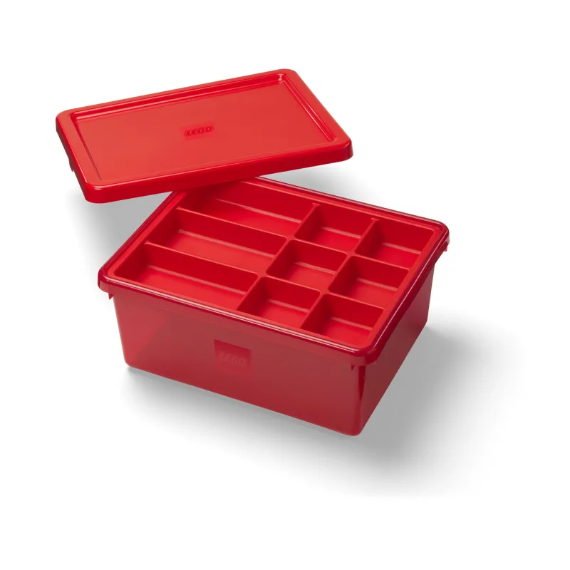 Smartlife LEGO úložný box s organizérem - červená