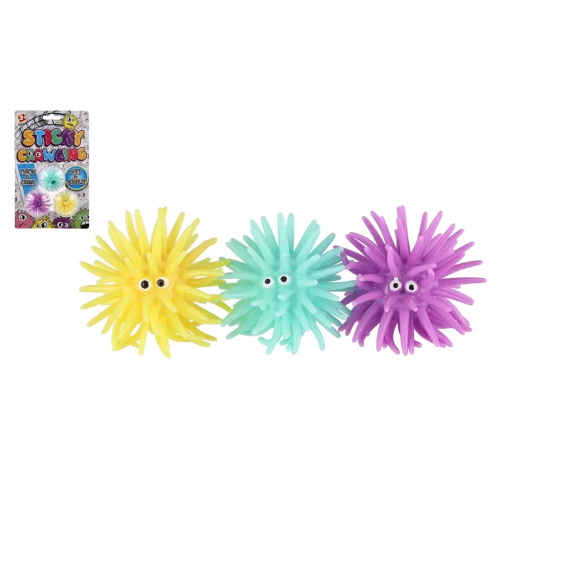 Teddies Loptička 3ks sliz lezúci po skle/lepiaci silikón 4cm 2 farby na karte 12,5x20cm