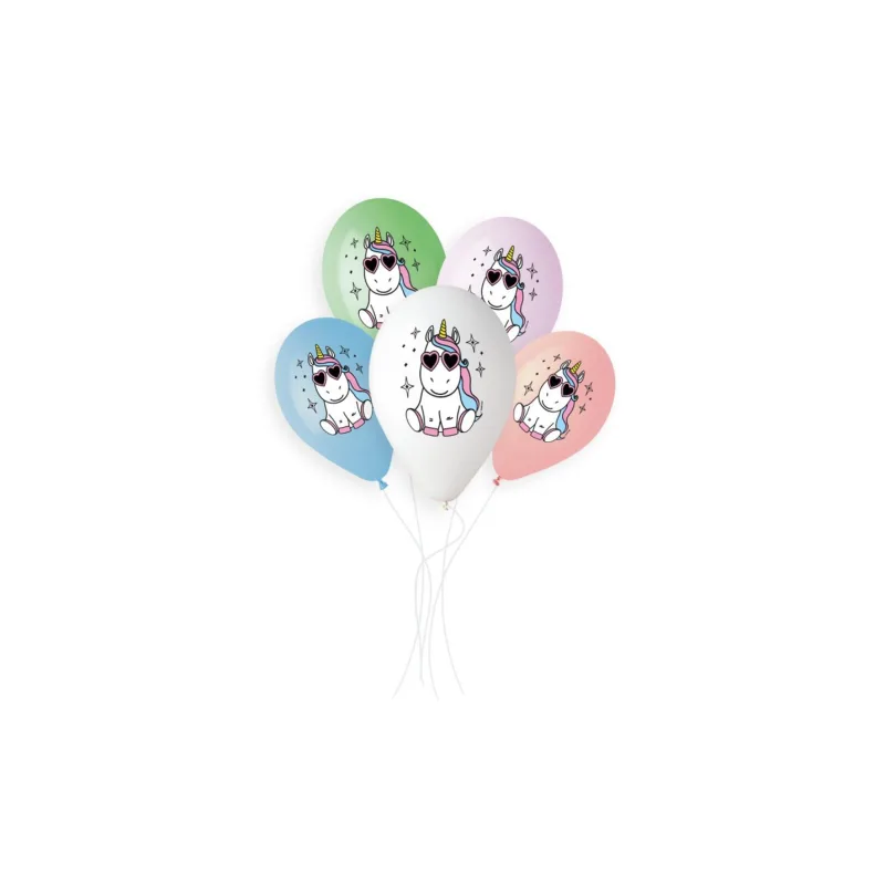 Smart Balloons Balónik/Balóniky nafukovacie s potlačou jednorožec 13'' priemer 33cm 5ks v sáčku