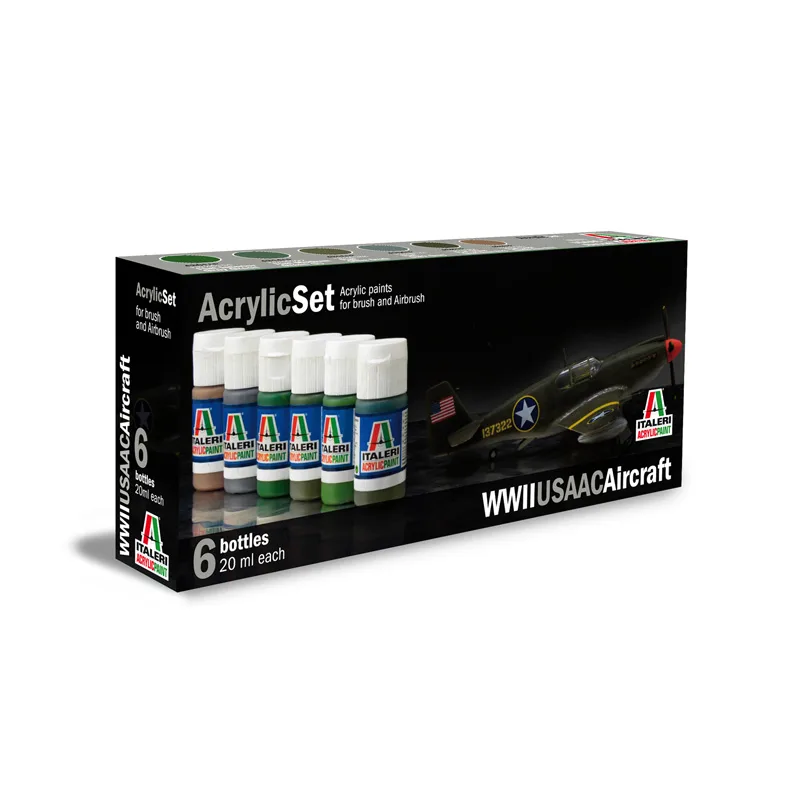 Italeri Taleri Sada akrylových farieb 438AP - WWII USAAC AIRCRAFT 6 ks