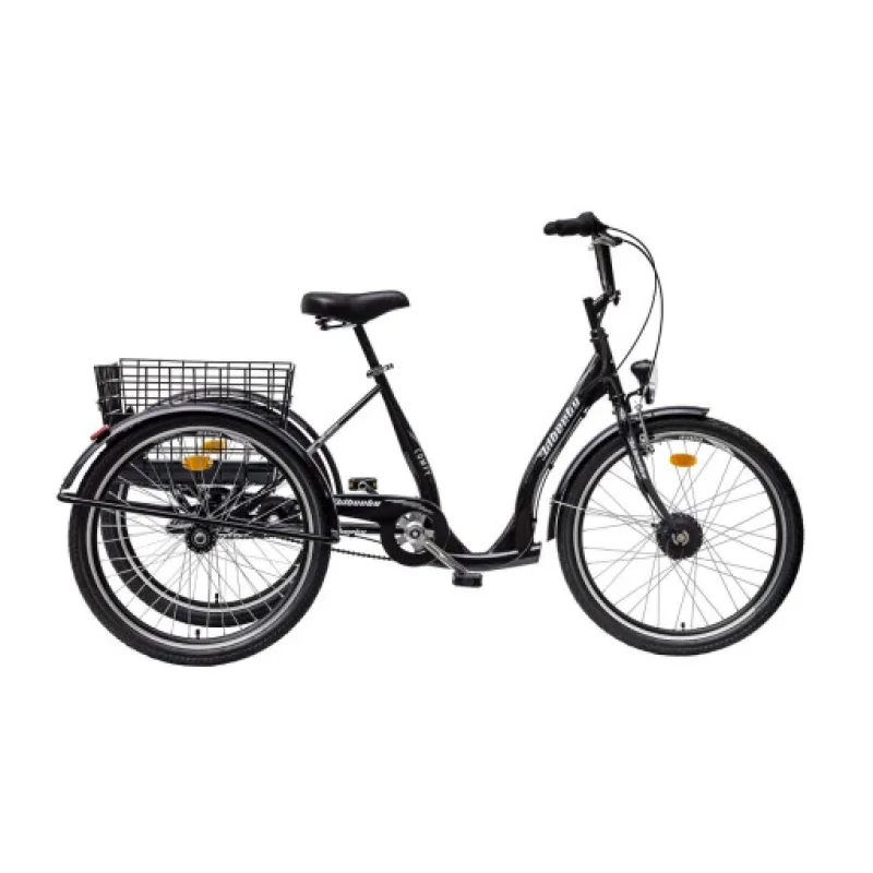 Liberty e-COMFY e-trojkolka 24" 3spd., 36V 10,4Ah, barevný displej, kaučuková kola, antracit