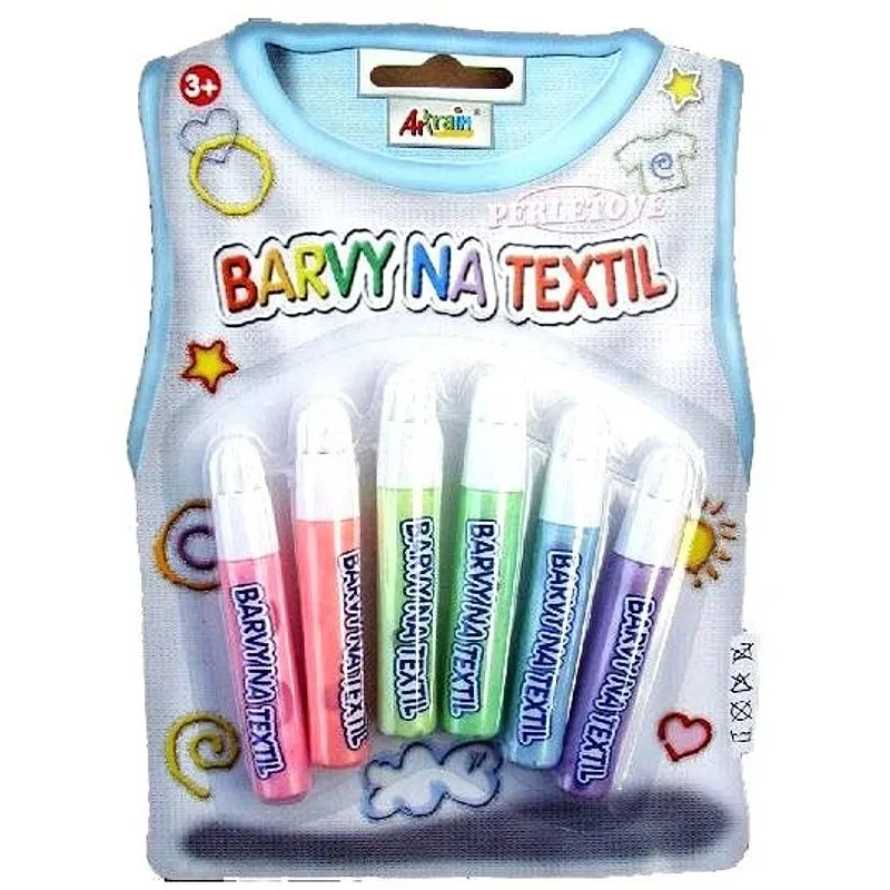 Perleťové konturovací barvy na textil 6 ks