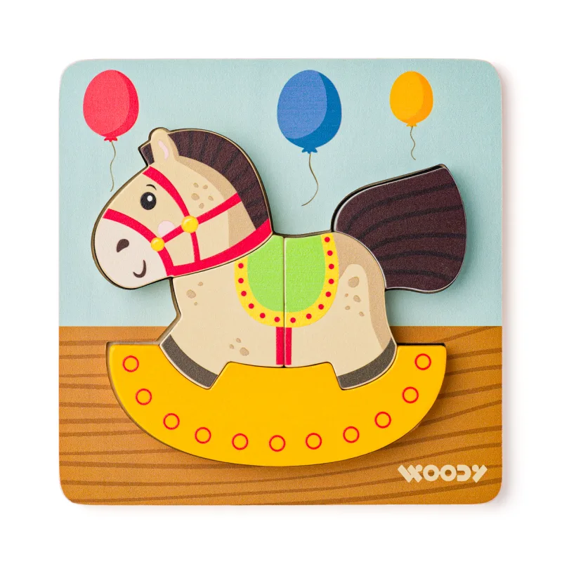 Woody Puzzle Baby - koník hojdací