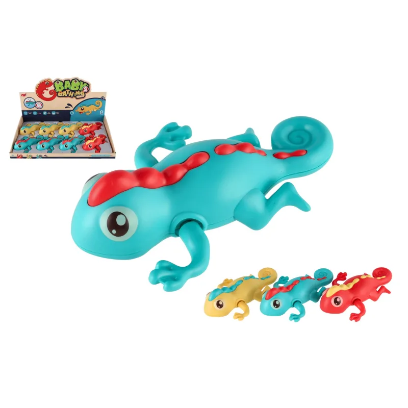 Teddies Chameleón na natiahnutie do vody plast 14cm 3 farby