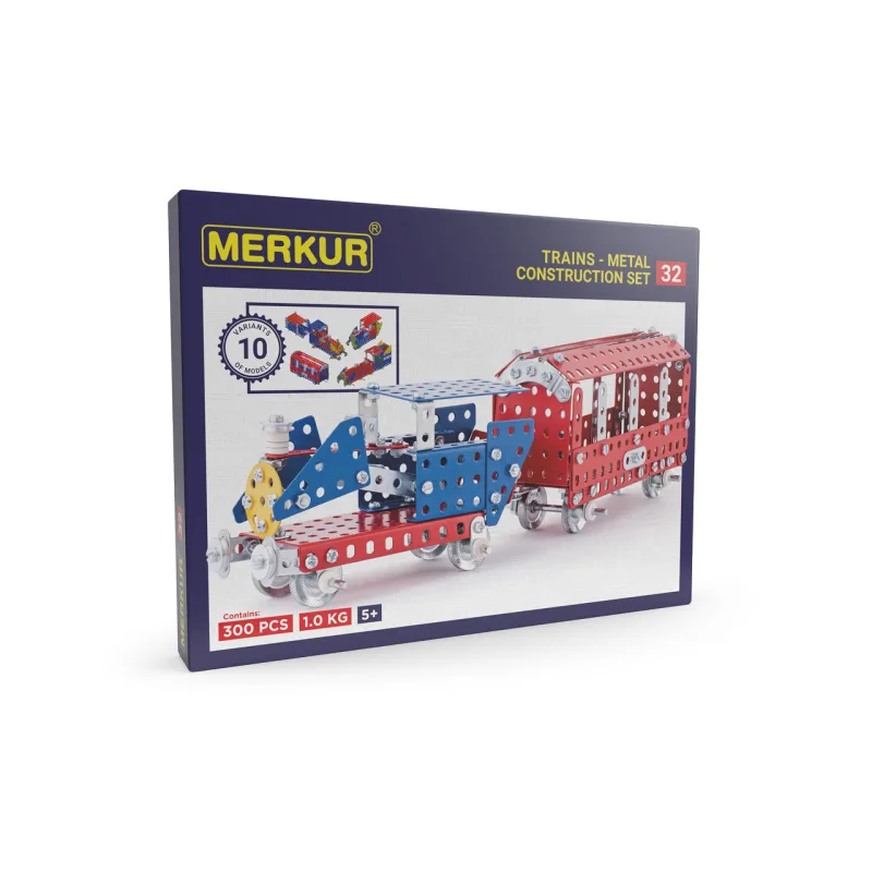 MERKUR - Stavebnice MERKUR - Stavebnica Merkur 032 Železničné modely, 300 dielov, 10 modelov