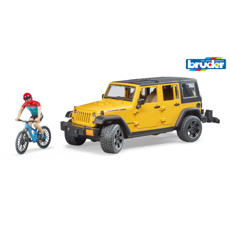 Bruder Voľný čas - Jeep Wrangler Rubicon Unlimited s horským bicyklom a cyklistom