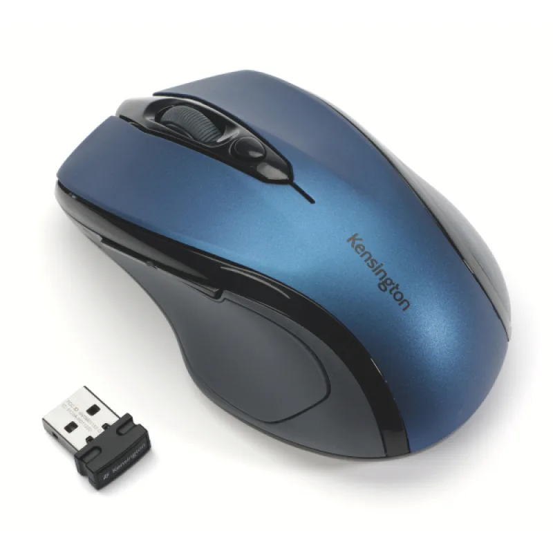 Kensington Pro Fit/Ergonomická/Optická/Pro praváky/1 600 DPI/Bezdrátová USB/Černá-modrá K72421WW