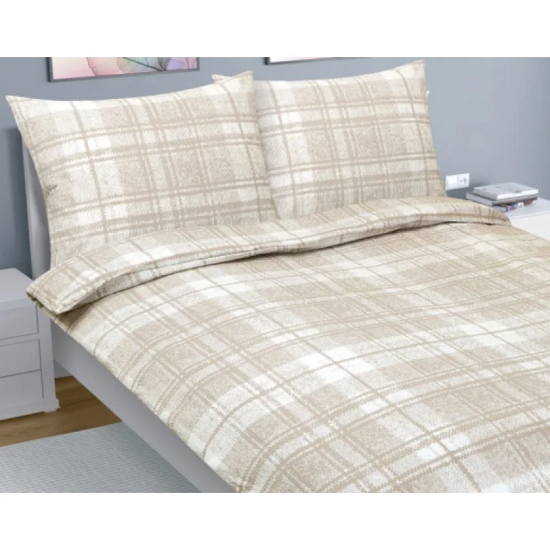 Bellatex Povlečení krep, Dlaždice Béžová - 240x220, 2ks 70x90cm