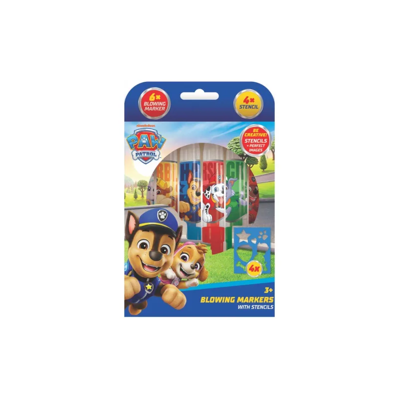 Jiri Models Fixy foukací 6ks se šablonami pro kluky Tlapková patrola/Paw patrol v krabičce 12x19cm