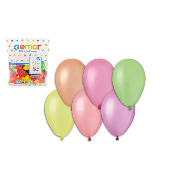 Smart Balloons Balónik/Balóniky nafukovacie 7" párty neon 100 ks v sáčku 22x28cm karneval