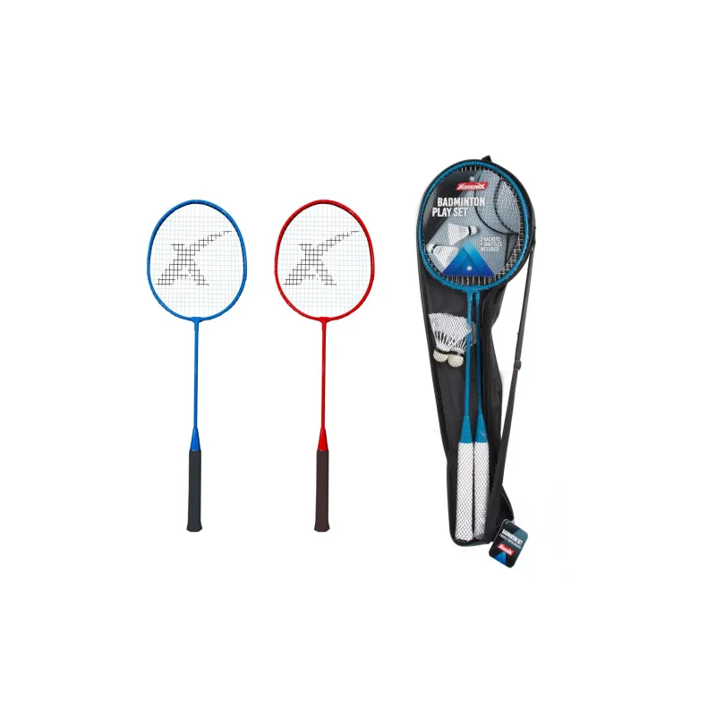 Teddies Sada bedmintonové rakety 2ks + košík 2ks 65cm kov/plast 2 farby v puzdre