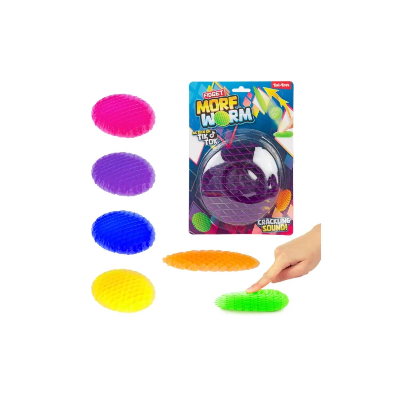 Teddies Fidget červík meniaci tvar antistresový plast 13cm 6 farieb na karte