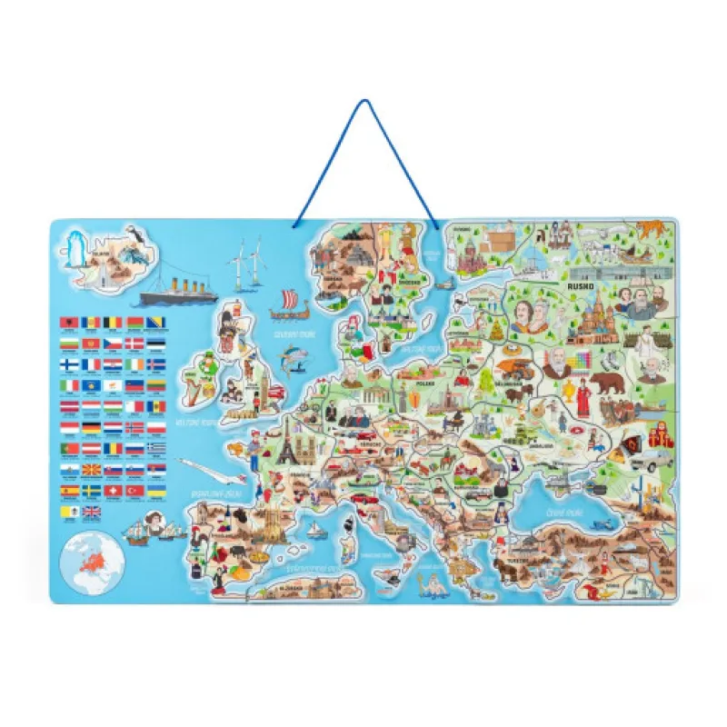 Woody Magnetická mapa Evropy, společenská hra 3v1, ČJ