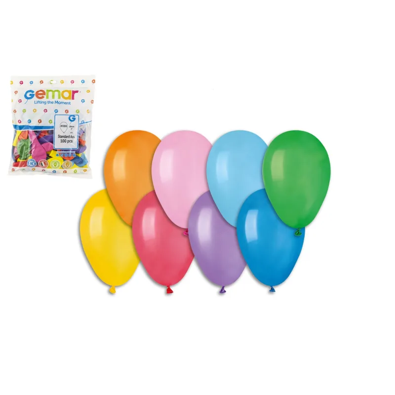 Smart Balloons Balónik/Balóniky nafukovacie 7" priemer 19cm 100ks v sáčku karneval