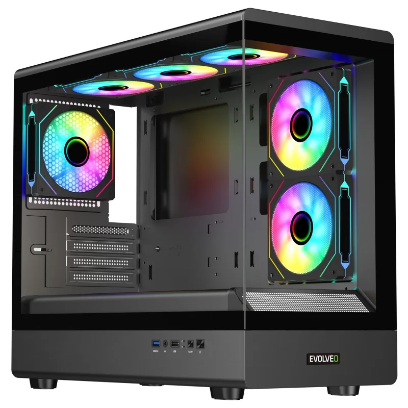 EVOLVEO Ursus, mATX/6x ARGB 120/sklo čelo + bok URSUS-BK-6