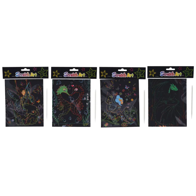 Wiky Škrabací obrázok dúhový 4 listy 18x14,5cm 4 druhy v sáčku