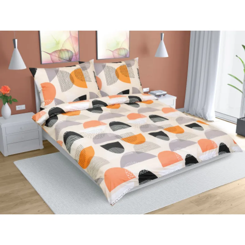 Bellatex Povlečení bavlna, Půlkruh oranžová - 200x220, 2ks 70x90 cm