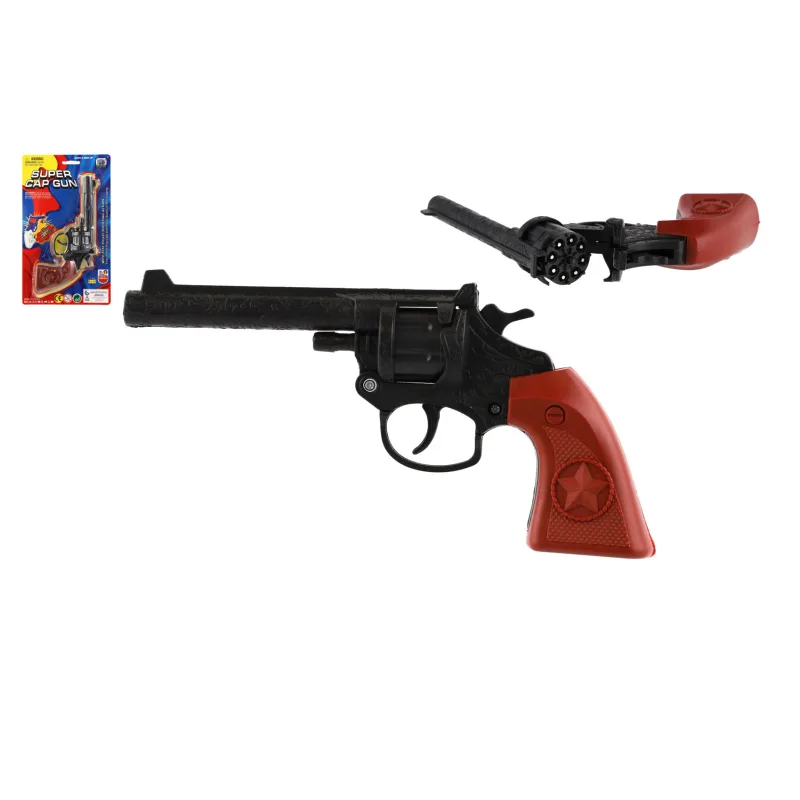 Teddies Revolver/pištoľ na kapsle 8 rán plast 20cm na karte 15x25x3cm