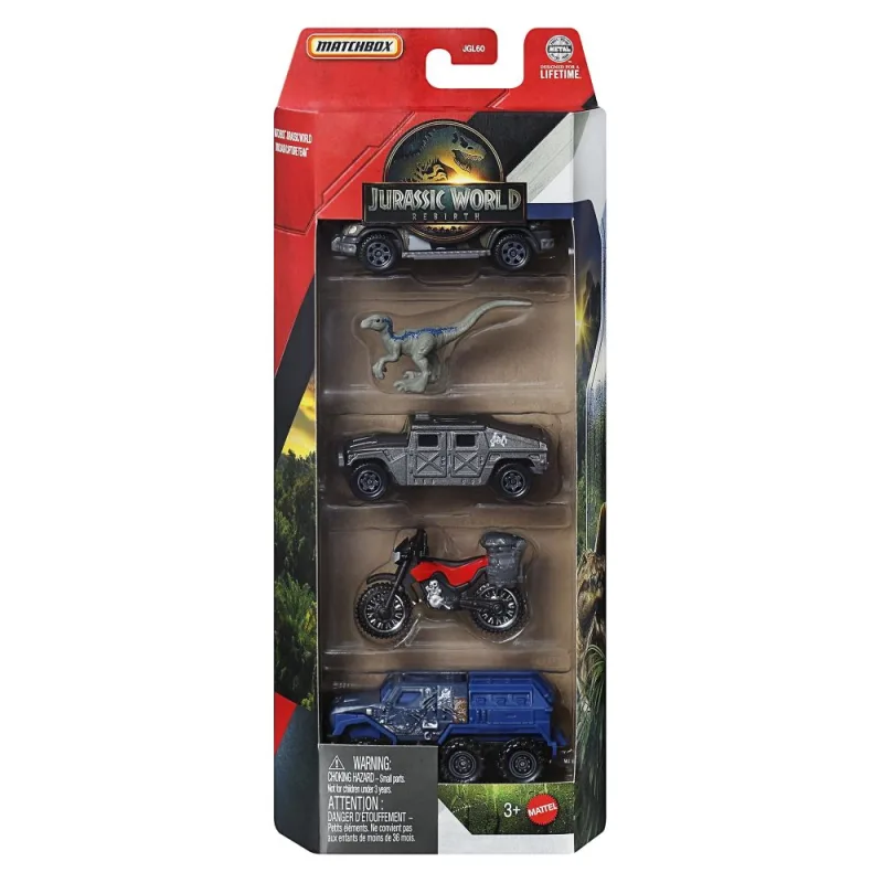 Mattel MB JURSKÝ SVĚT 4 KS ANGLIČÁK A DINOSAURUS ASST