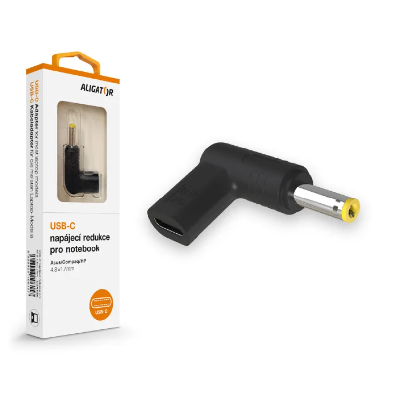 Aligator USB-C napájecí redukce 4.8*1.7mm pro notebooky Asus/Compaq/HP CONT004