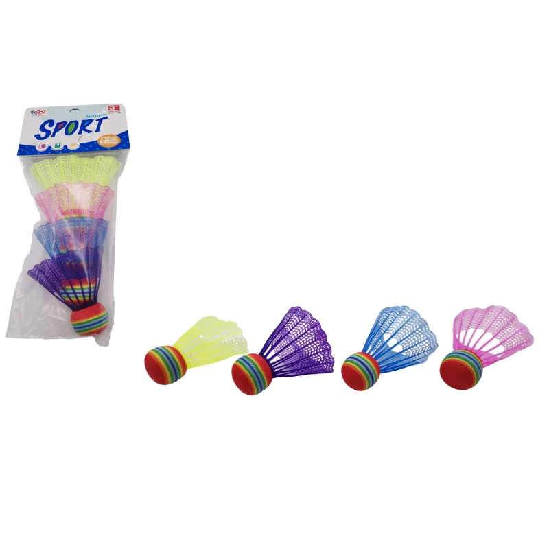 Teddies Loptičky/Košíčky na bedminton farebné 4ks plast v sáčku 10,5x27x5cm