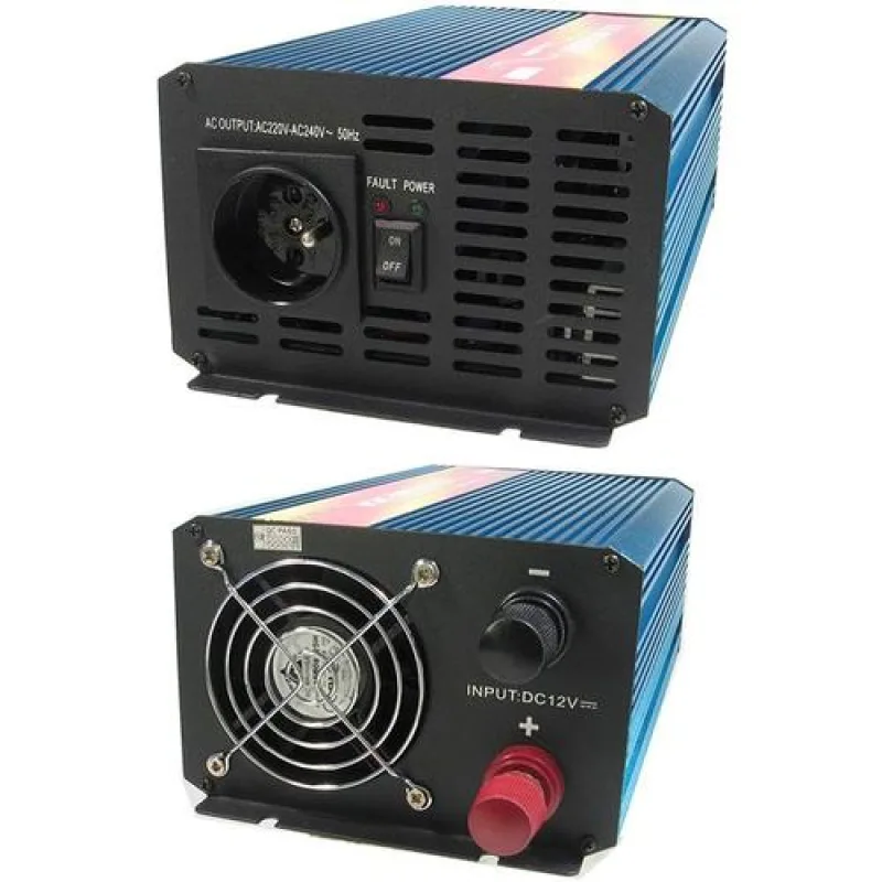 Měnič napětí Carspa P1000-12, 12V/230V1000W čistá sinusovka P1000-122