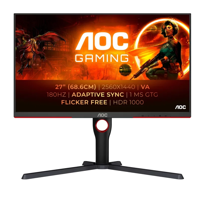 AOC AOC/Q27G3XMN-BK/27"/VA/QHD/180Hz/1ms/Blck-Red/3R Q27G3XMN/BK