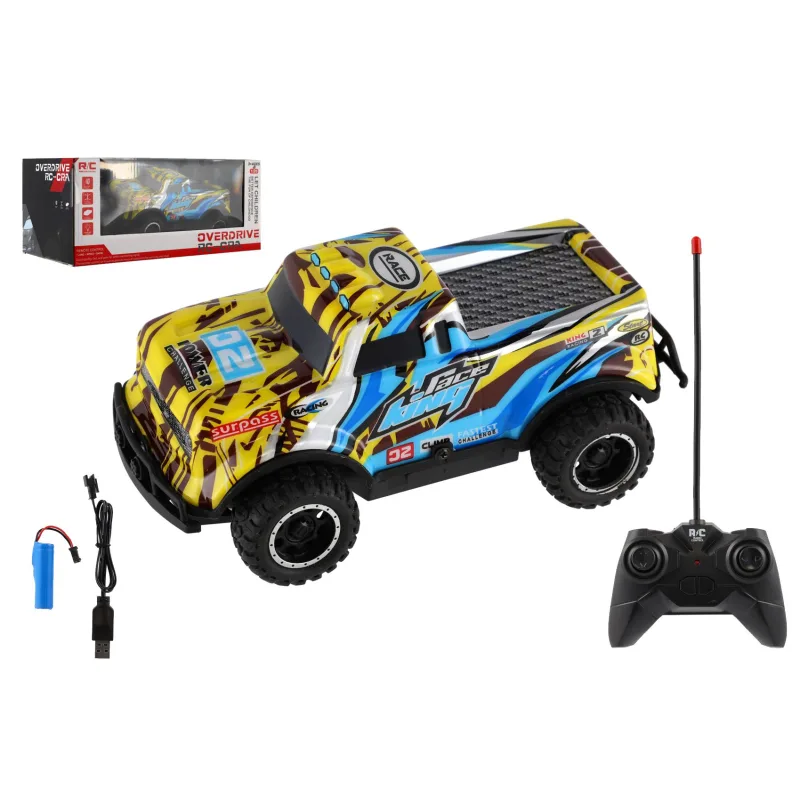 Teddies Auto RC Pick-up terénne 27MHz plast 17cm dobíjací pack+baterky v krabici 26x11x13cm