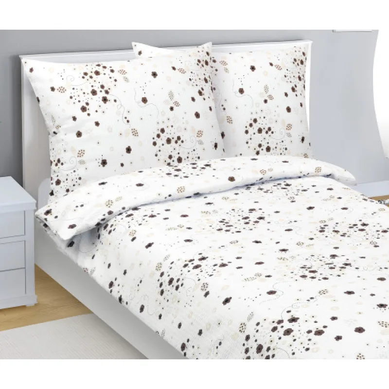 Bellatex Povlečení krep, Kytička hnědá - 140x220, 70x90 cm