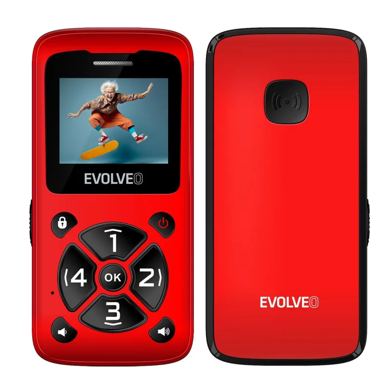 EVOLVEO EasyPhone ID, mobilní telefon pro seniory, červená EP-400-IDR