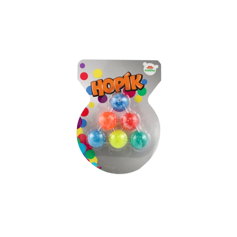 Teddies Hopík/loptička 3cm 6ks mramorované na karte