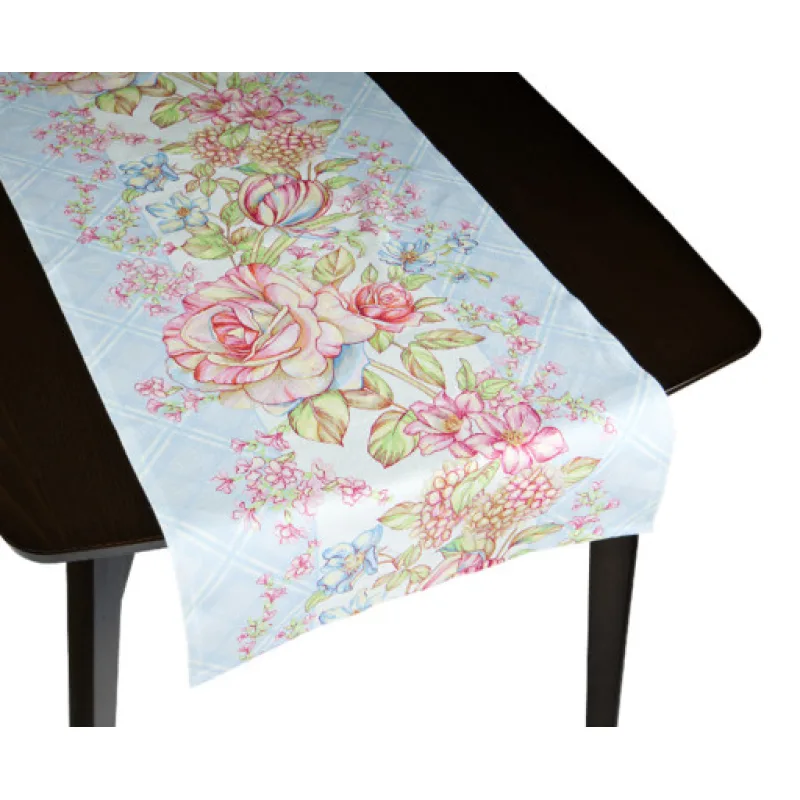 Bellatex Ubrus BĚHOUN, Růže světle modrá, růžová - 50x200 cm
