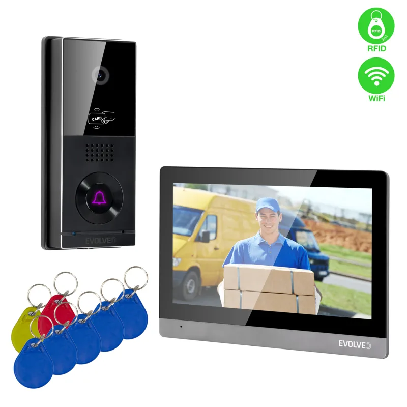 EVOLVEO DoorPhone AHD10, Sada domácího WiFi videotelefonu s ovládáním dveří a RFID, černo stříbrný 1 DPAHD10-SB