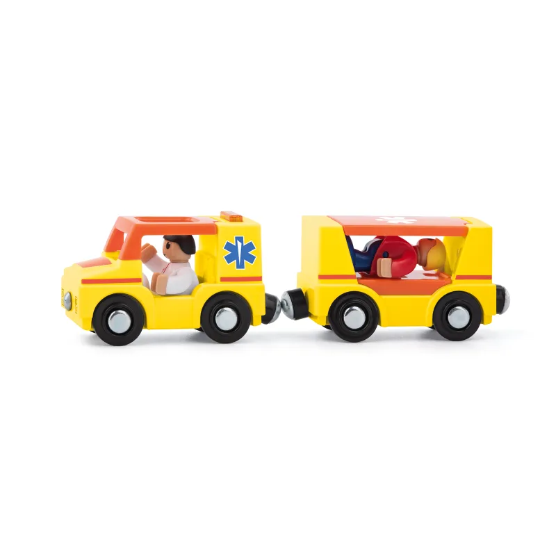 Woody Autíčka k vláčkodráhe - Ambulancia, 4ks