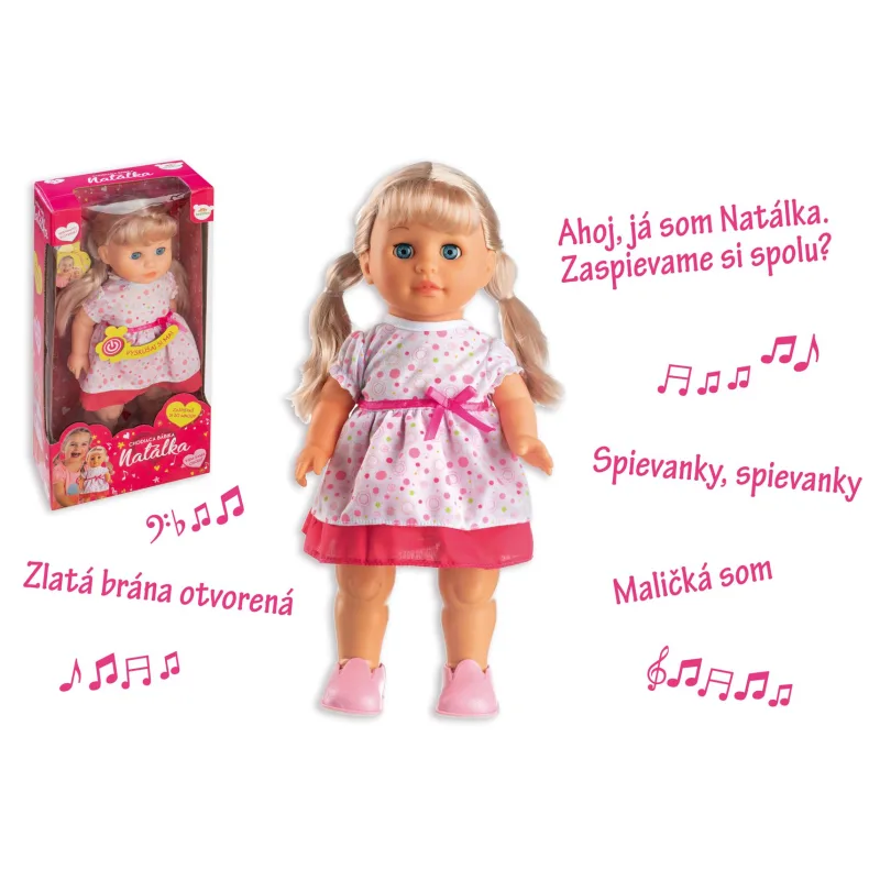 Teddies Panenka Natálka chodiaci a slovensky spievajúc plast 42cm na batérie so zvukom v krabici 21x44x11cm