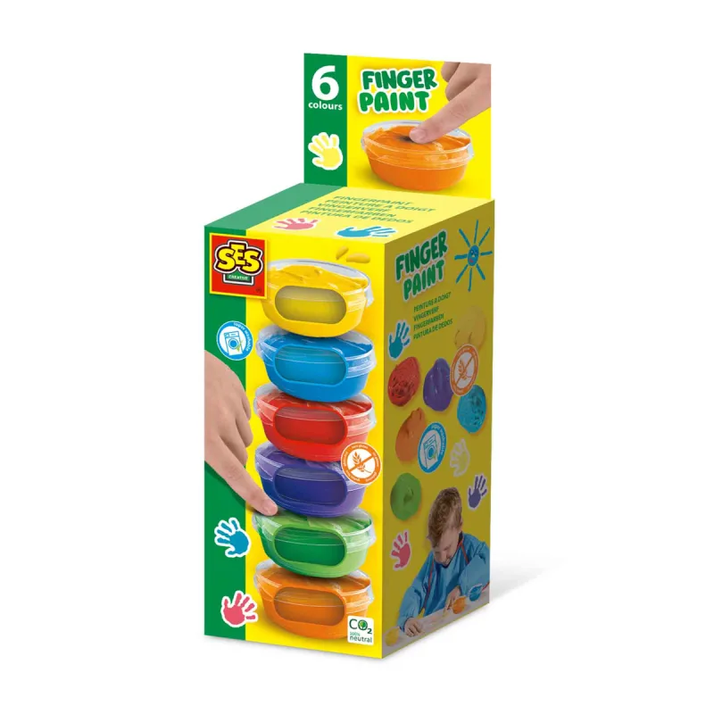 SES Prstové farby - malé kalíšky 6 x 45ml