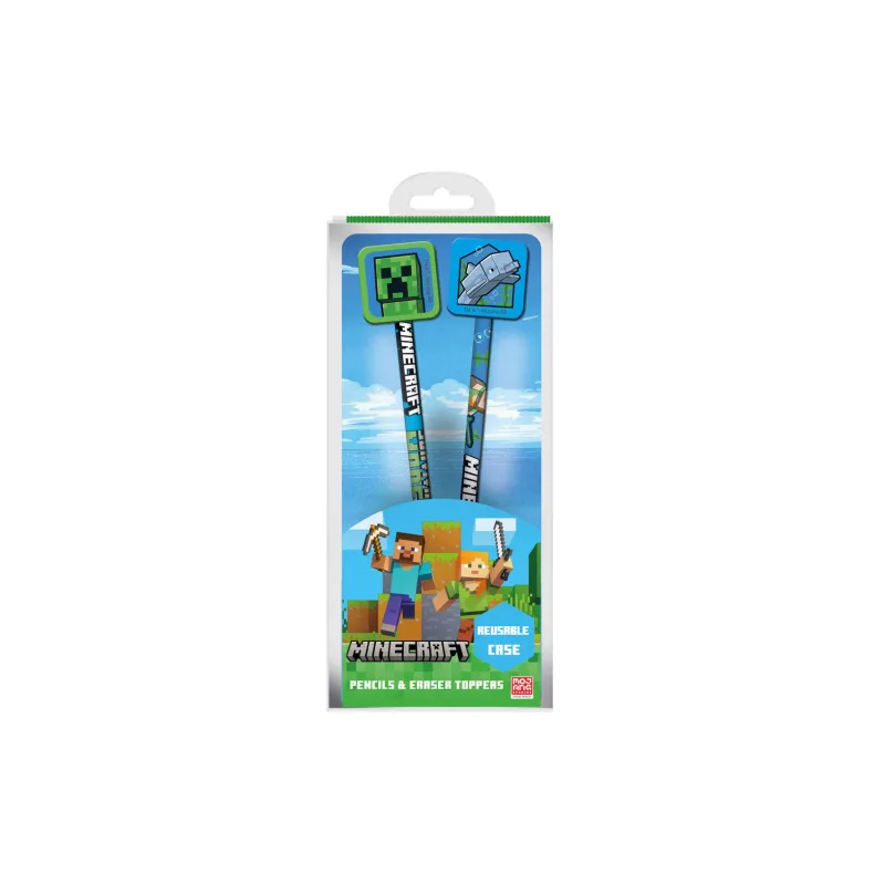 Sada ceruziek Minecraft 2ks s topperom v plastovom obale 10,5x23x2cm