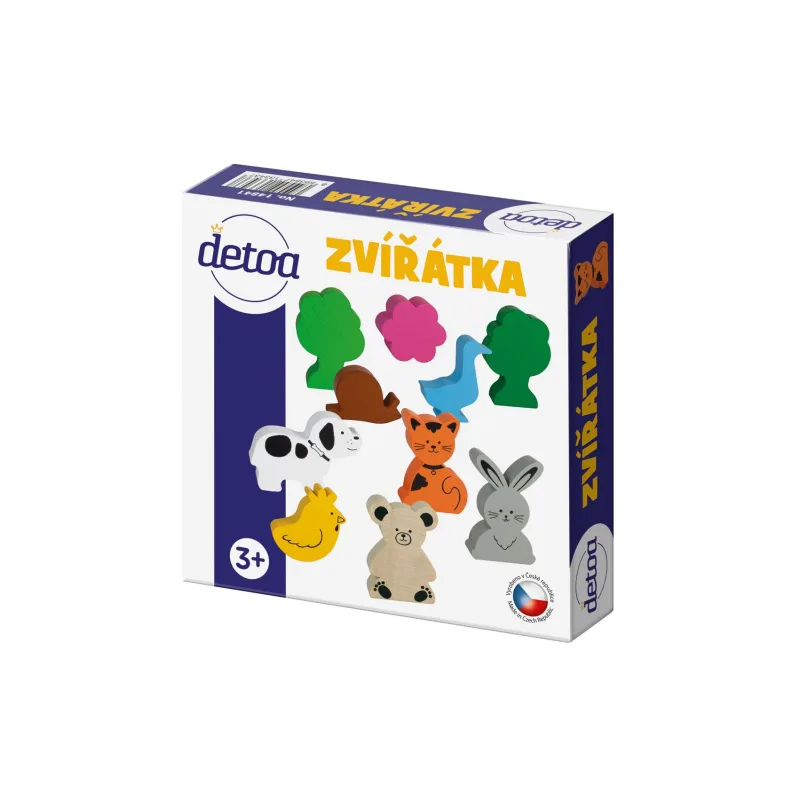 Detoa Súprava drevených zvieratiek 10ks v krabičke 15x15x4cm