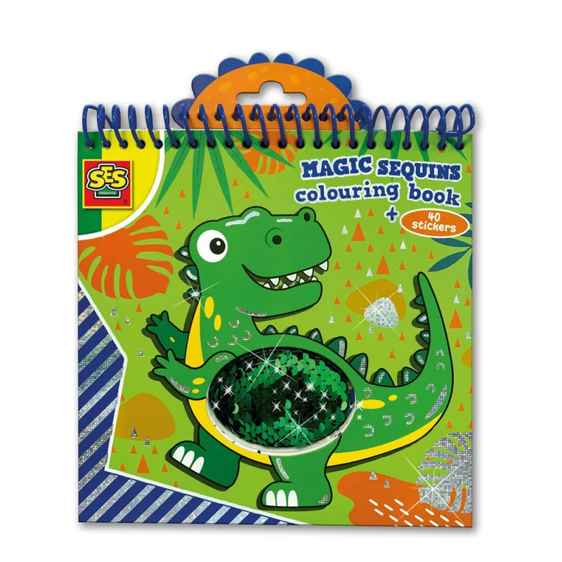 SES Magické Dino omaľovánky s flitrami modré/zelené