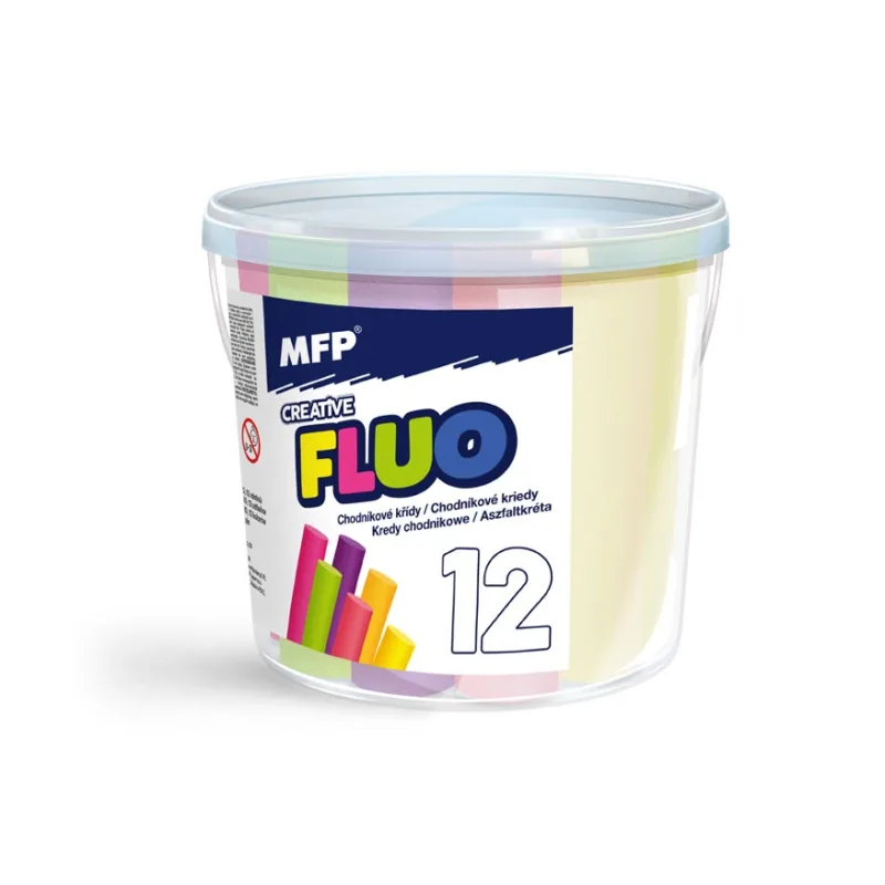 MFP Rappa Fluo kriedy na chodník M okrúhle 12 ks mix farieb - vedro