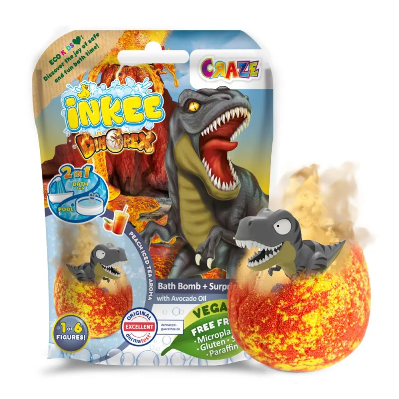 Amenity AB INKEE - Šumivá bomba do vane s prekvapením - Dinosaurus