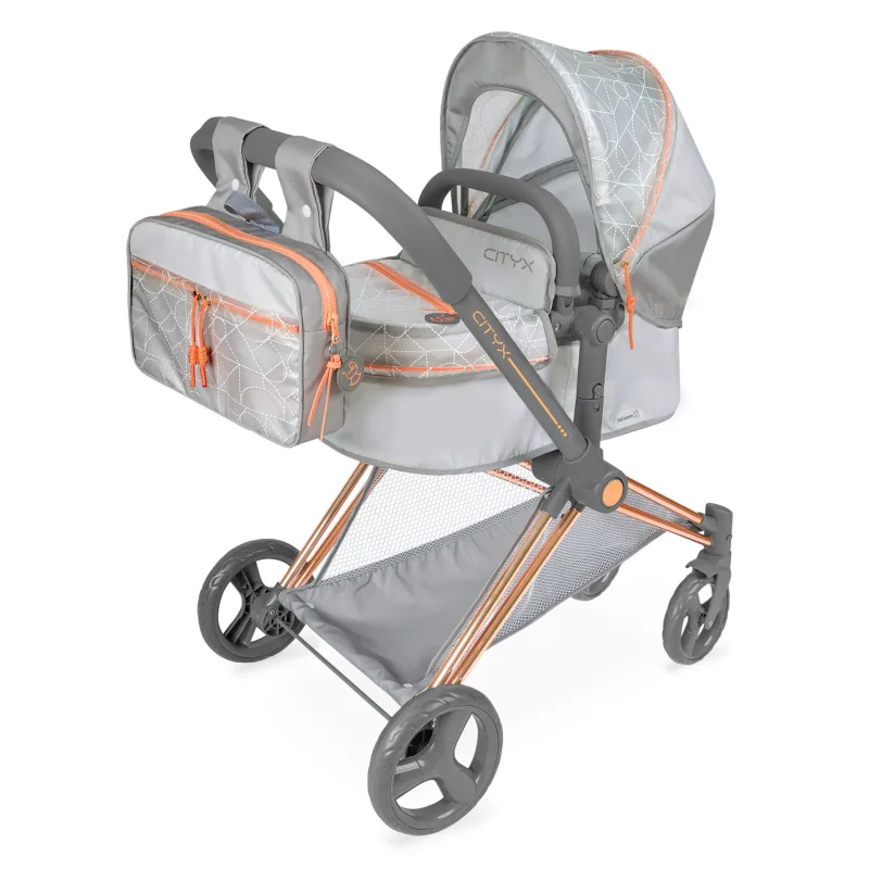 Rappa DeCuevas 81777 Skladací kočík pre bábiky 3 v 1 s batôžkom CITY X 2024 - 73 cm