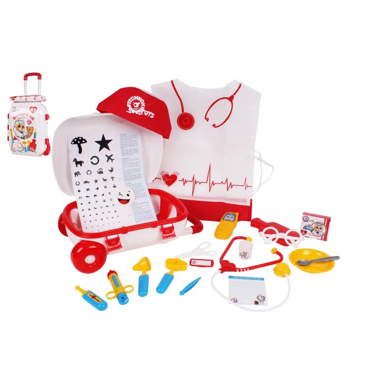 Teddies Sada doktor/lekár plast 21ks v plastovom kufríku na kolieskach 25x35x15cm