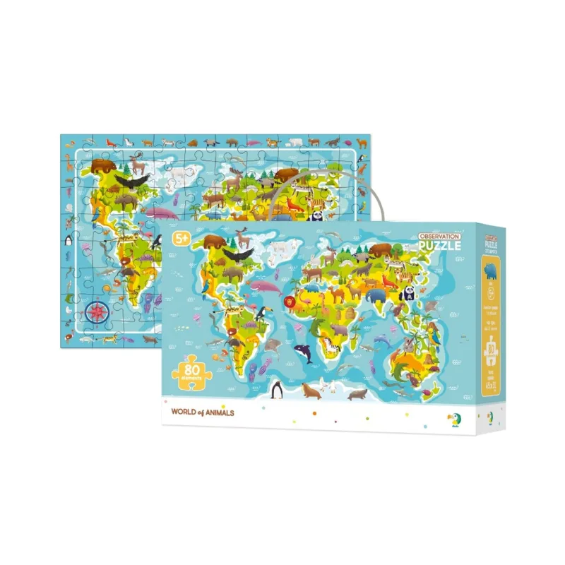 DODO Puzzle Svet zvierat 45x31cm 80 dielikov v krabici 25x16x6,5cm