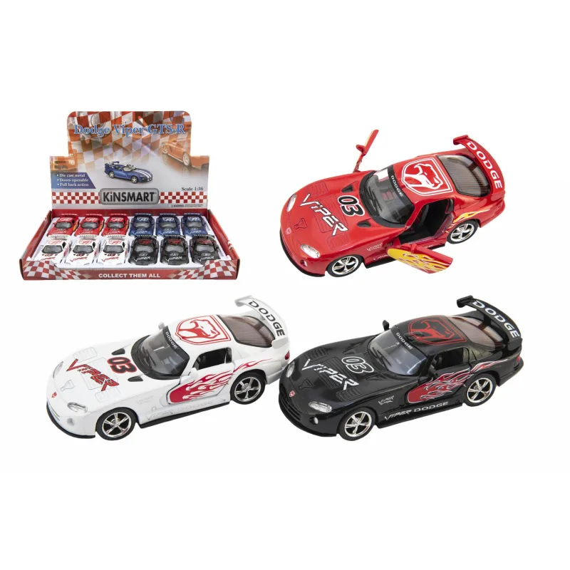 Teddies Auto Kinsmart Dodge Viper GTS-R 1:36 12,5cm kov/plast 4 farby na spätné natiahnutie