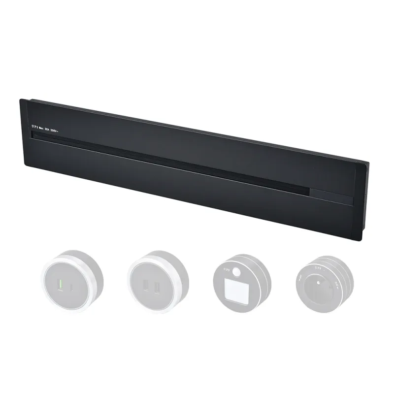 Zásuvková lišta - zápustná Viking LZ60B/230V,50Hz/60cm délka/černá/až 7 modulů/IP20/hliník/zápustná VLZ60B