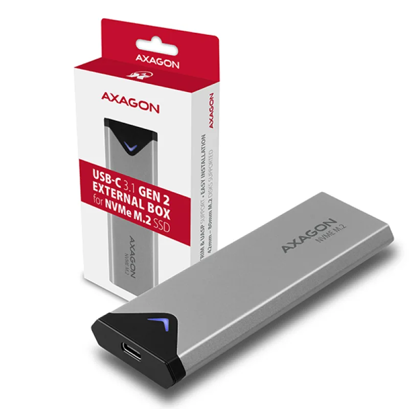 AXAGON EEM2-UG2, USB-C 10Gbps - M.2 NVMe SSD ARROW box, stříbrný EEM2-UG2